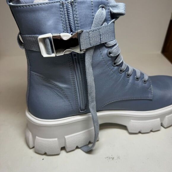 Steve Madden Women 11 M Light Blue Lace Up Combat Tanker Boots NEW GH8 - Picture 4 of 5